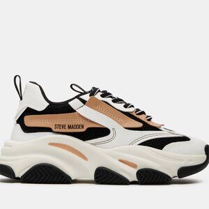 Steve Madden Posession Chunky Black & Tan Sneakers 9M